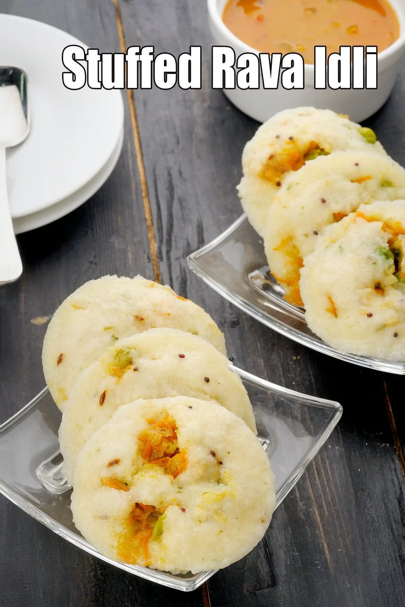 Stuffed Rava Idli Recipe (Rava Idli With Vegetables) | Tarla Dalal