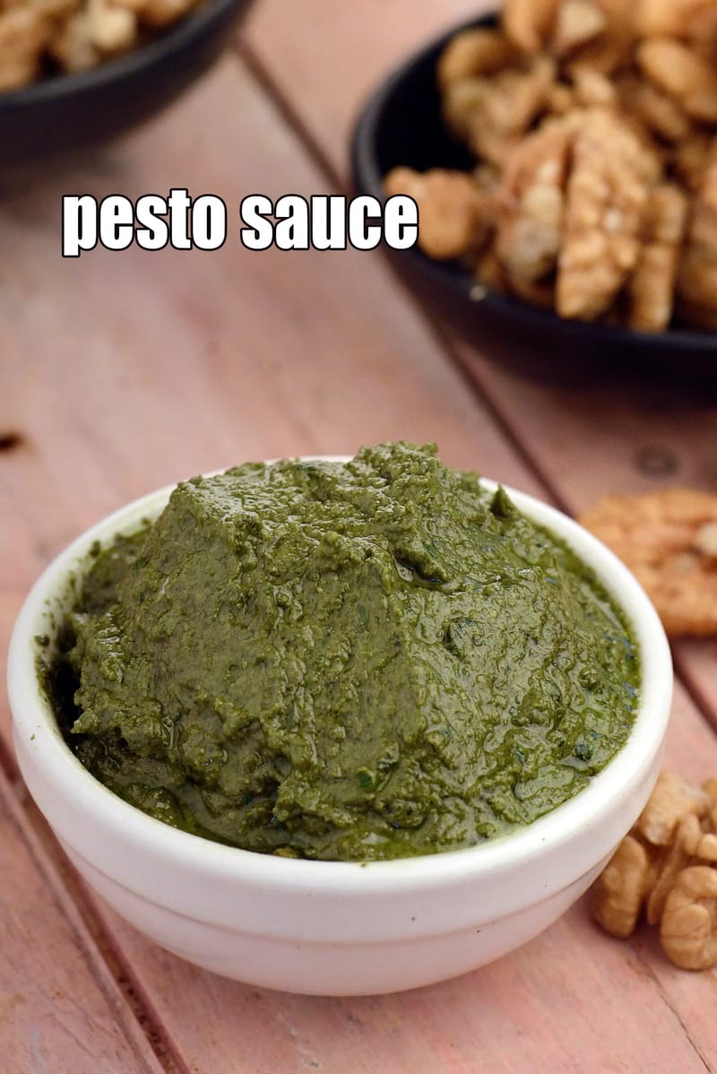 Pesto sauce recipe | basil pesto | easy homemade pesto | classic Indian basil pesto sauce | Tarla Dalal