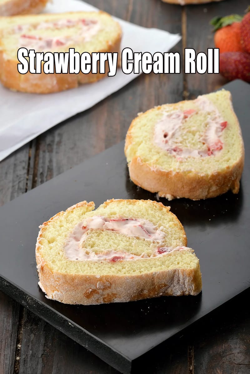 Strawberry Cream Roll | Tarla Dalal