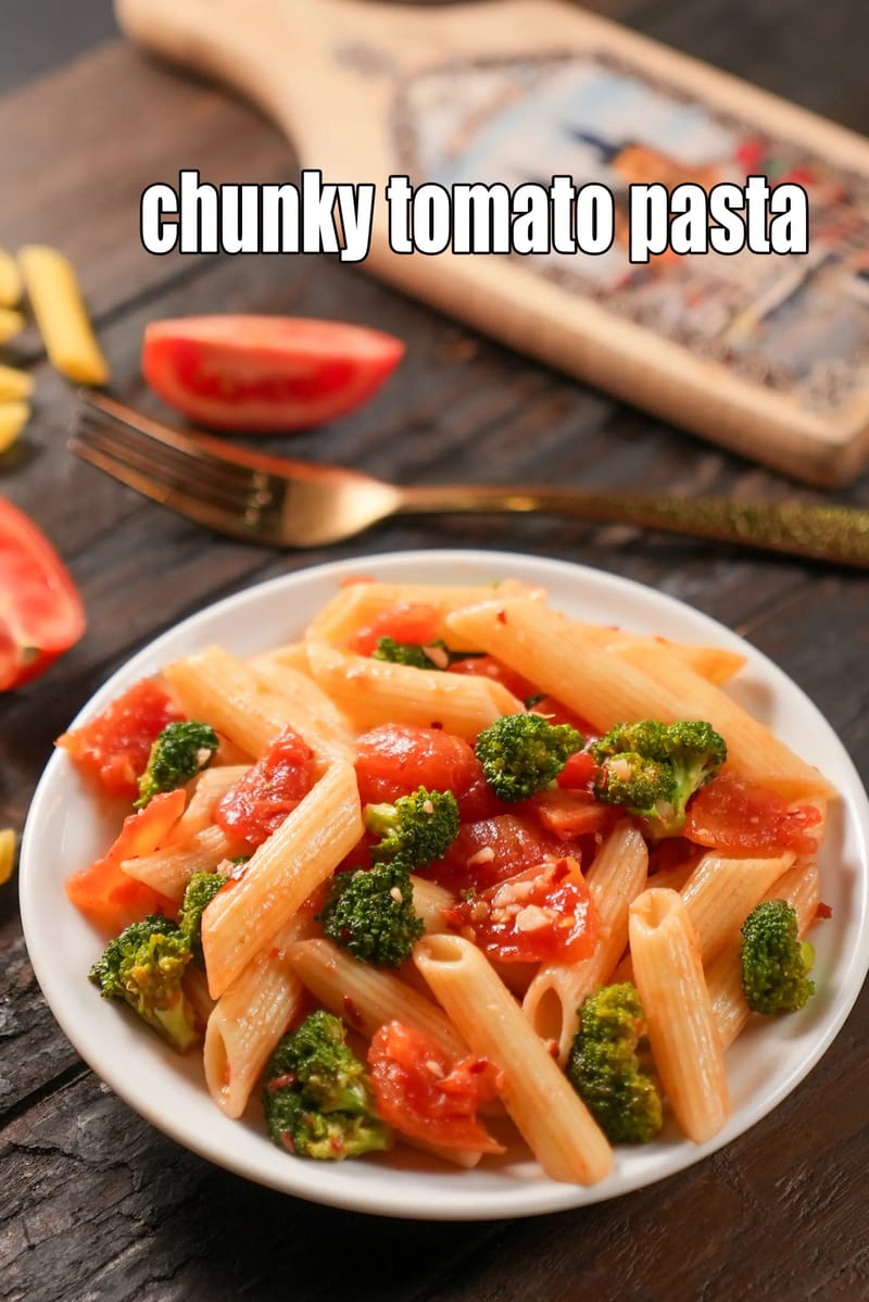 Chunky tomato pasta recipe | healthy pasta for diabetes | Indian style tomato basil pasta | | Tarla Dalal