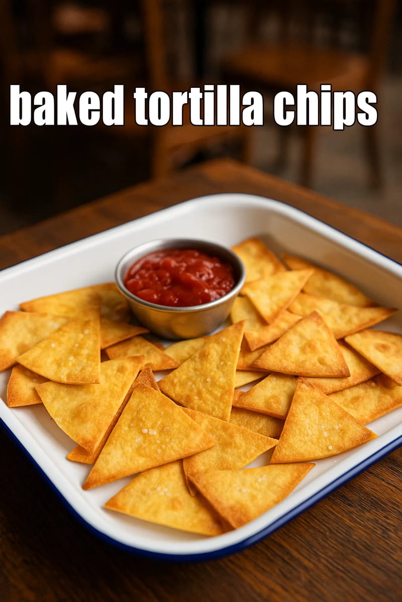 Baked Tortilla Chips Recipe (Oven Baked Nacho Chips) | Tarla Dalal