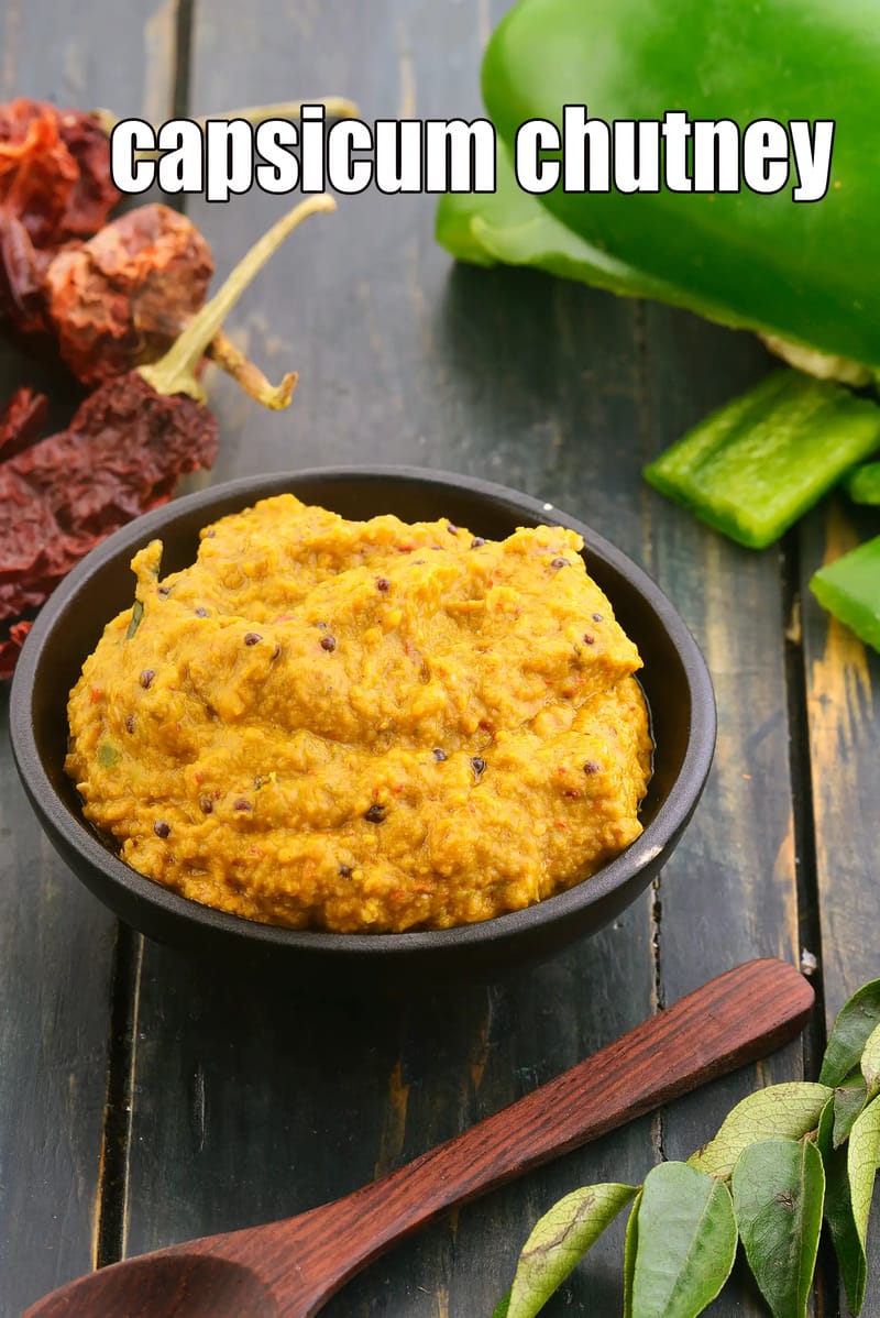 Capsicum chutney recipe | Indian bell pepper chutney | South Indian capsicum chutney for idli and dosa | healthy capsicum chutney | | Tarla Dalal