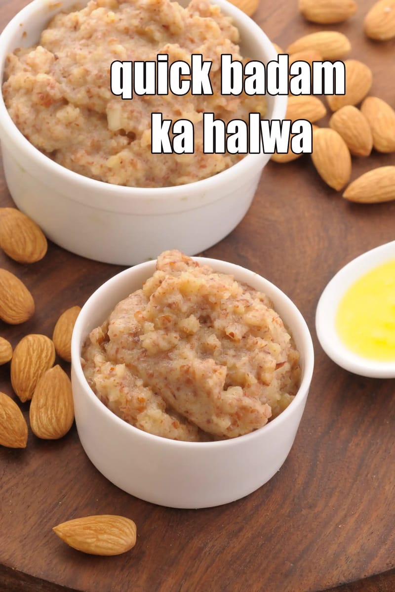 Quick badam ka halwa recipe | quick almond sheera | instant almond halwa | badam halwa recipe | Tarla Dalal