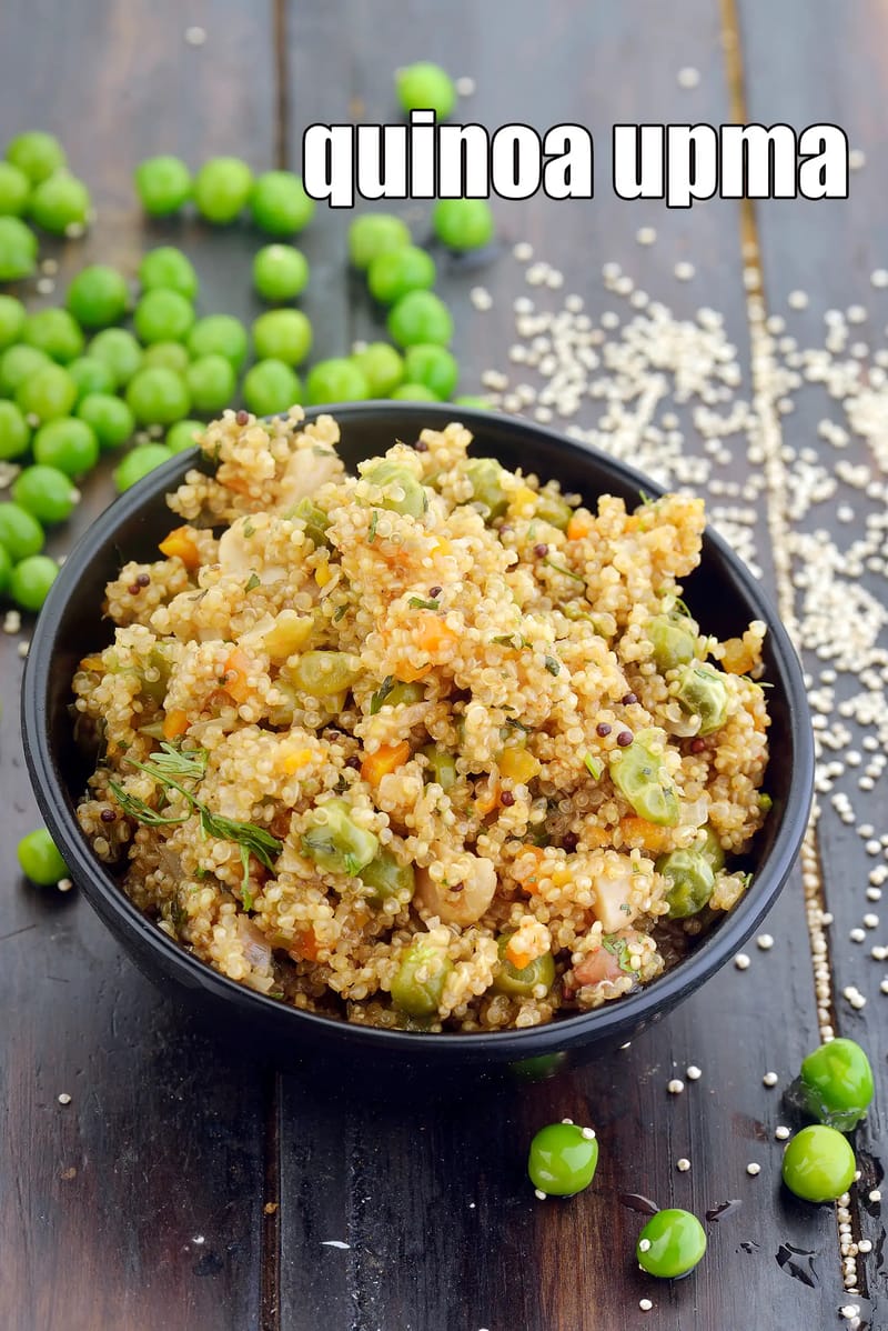 Quinoa upma recipe | vegetable quinoa upma good for pregnancy, PCOS, heart disease, diabetes, hypothyroidism | vegan, gluten free  iron, fibre rich quinoa  upma | | Tarla Dalal
