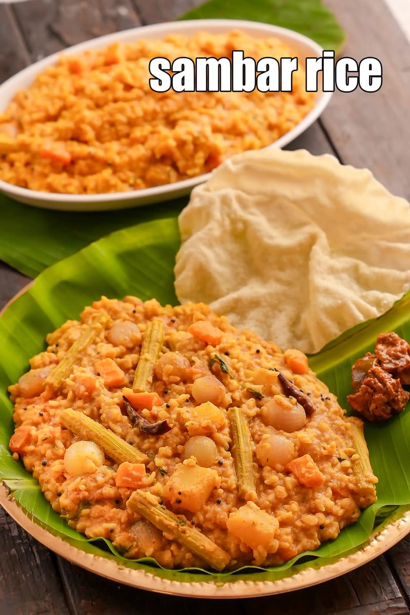 Sambar rice recipe | sambar sadam | Tamil Nadu sambar sadam | South Indian sambar rice | | Tarla Dalal