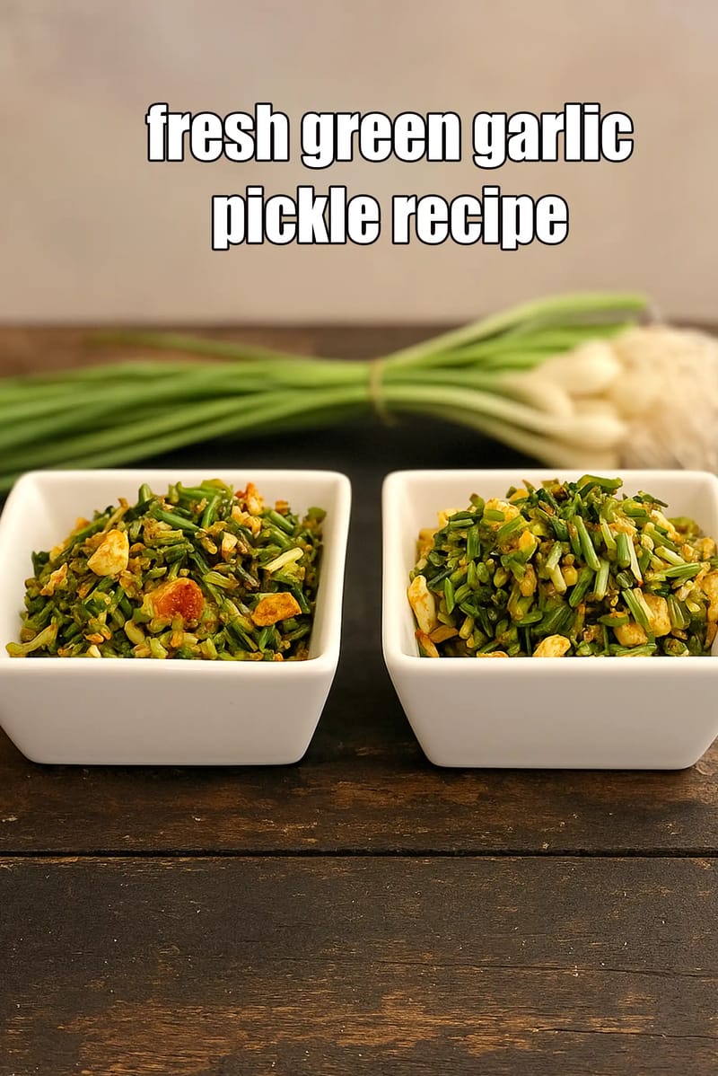 Fresh green garlic pickle recipe | hara lehsun ka achar | pickled fresh garlic | healthy pickle for high blood pressure | | Tarla Dalal