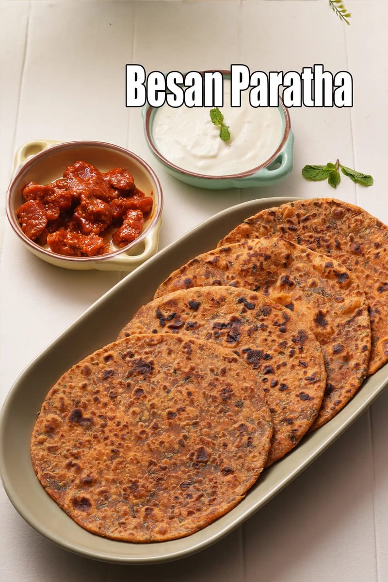 Besan paratha | masala besan paratha | zero oil besan paratha | | Tarla Dalal