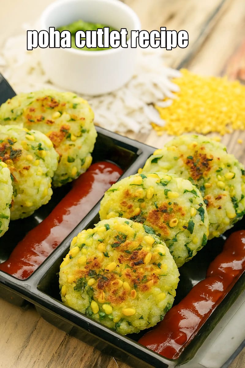 Poha cutlet recipe | vegetable poha cutlet | veg poha pattice | healthy poha dal cutlet | iron rich cutlet | | Tarla Dalal