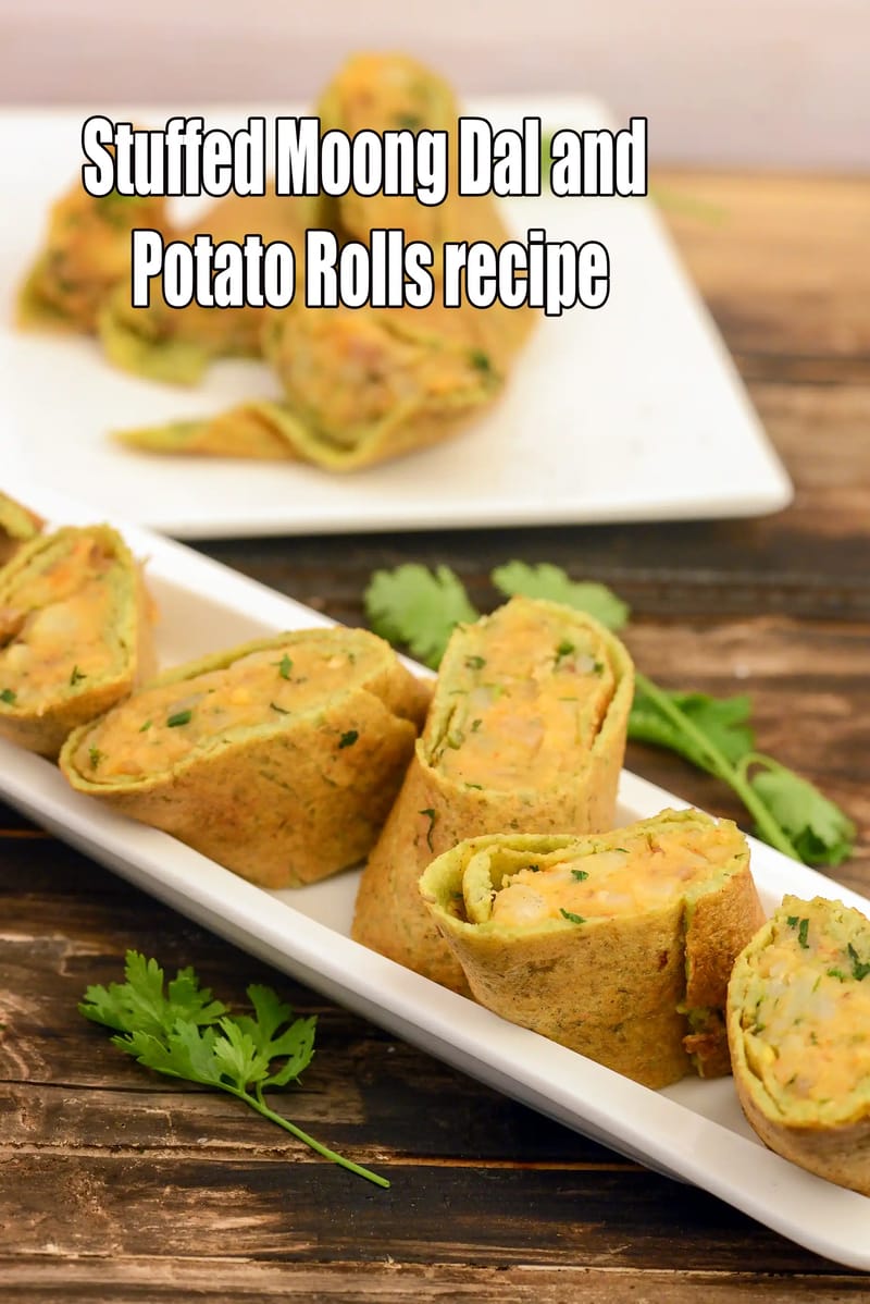 Stuffed Moong Dal and Potato Rolls recipe, Mocktail Recipes | Snack Recipes | Tarla Dalal
