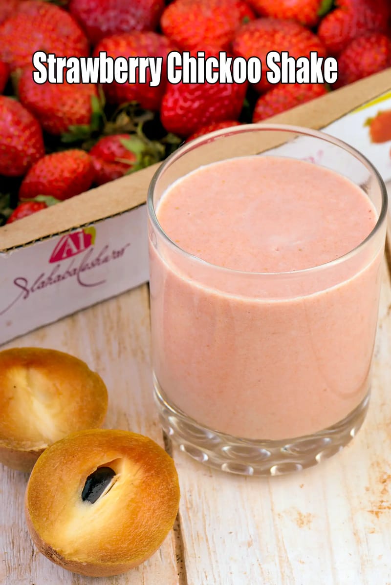Strawberry Chickoo Shake | Tarla Dalal