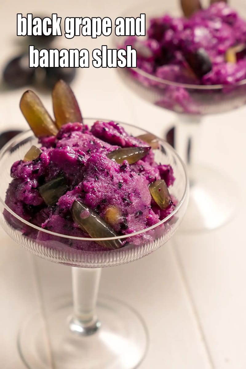 Black grape and banana slush recipe | kale angoor aur kela ka slush | healthy banana grape frozen dessert | Tarla Dalal