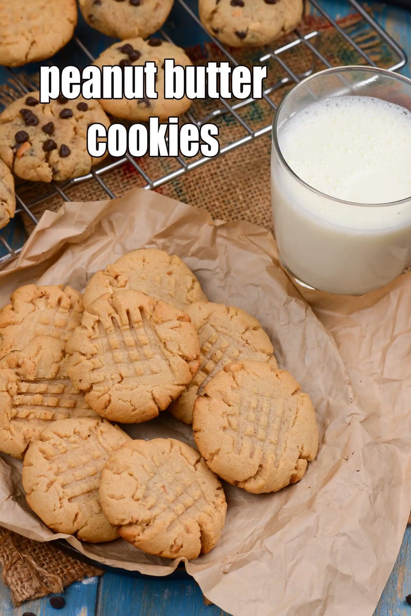 Peanut butter cookies recipe | Indian chocolate chip peanut butter cookies | peanut butter cookies with eggs | | Tarla Dalal