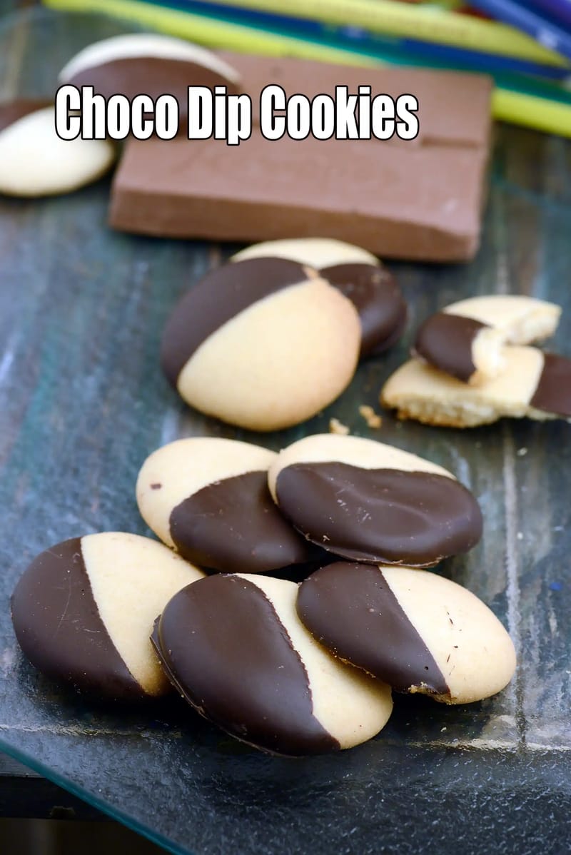 Chocolate  Dip Cookies | Eggless Chocolate Dip Cookies | Chocolate  Dip Condensed Milk Cookies | | Tarla Dalal