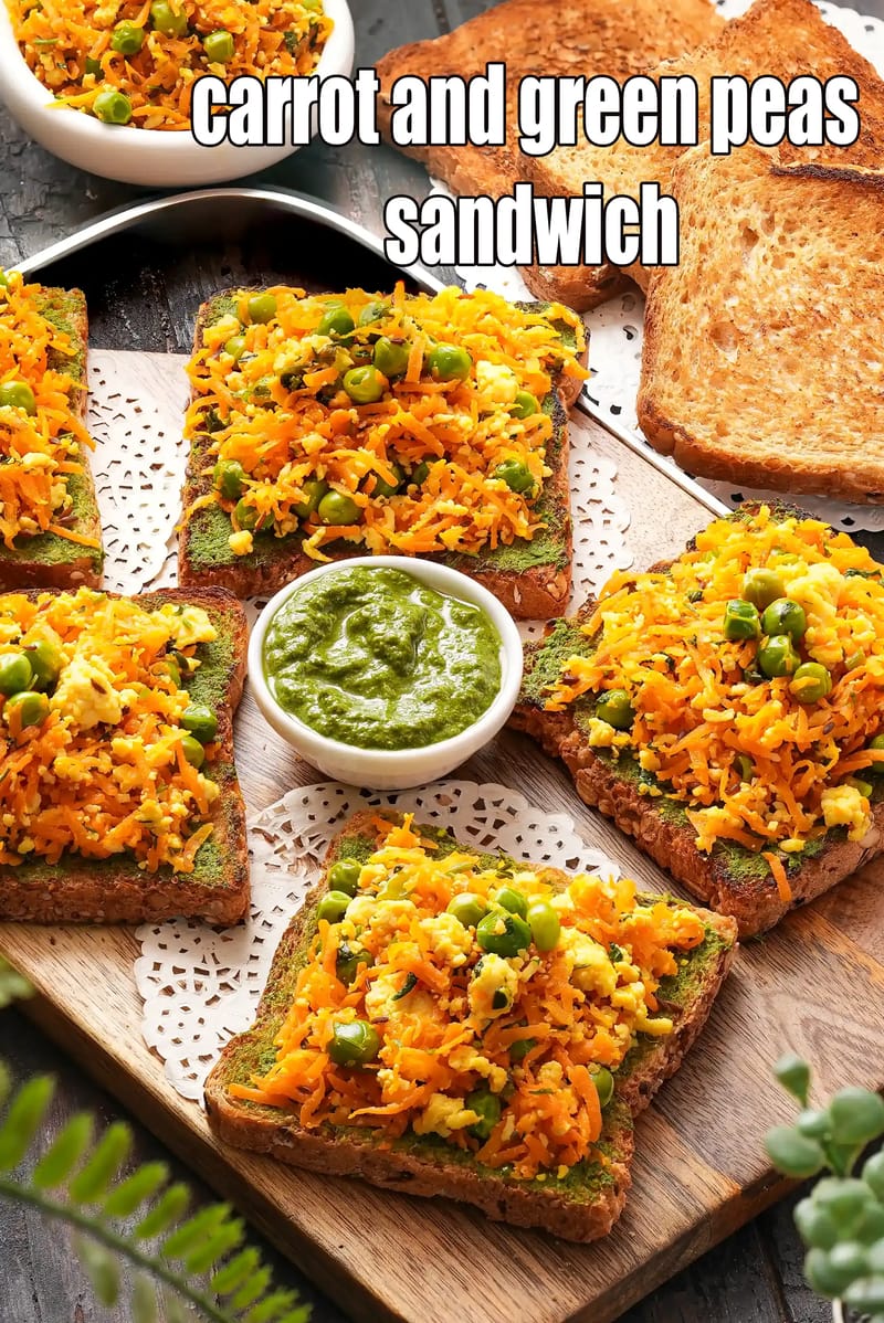 Carrot And Green Peas Sandwich Recipe | Tarla Dalal