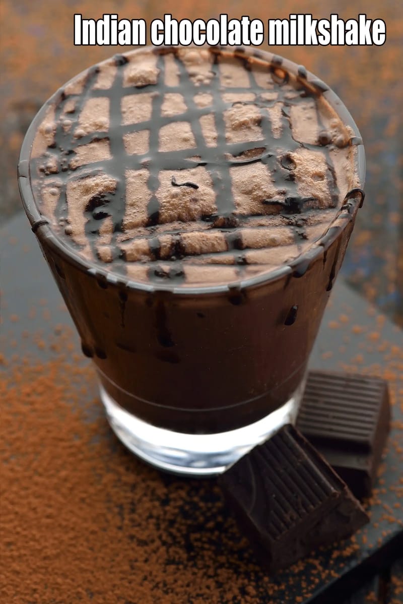 Indian chocolate milkshake | chocolate milkshake with dark chocolate, chocolate ice cream | chocolate milkshake for kids, adults | Tarla Dalal