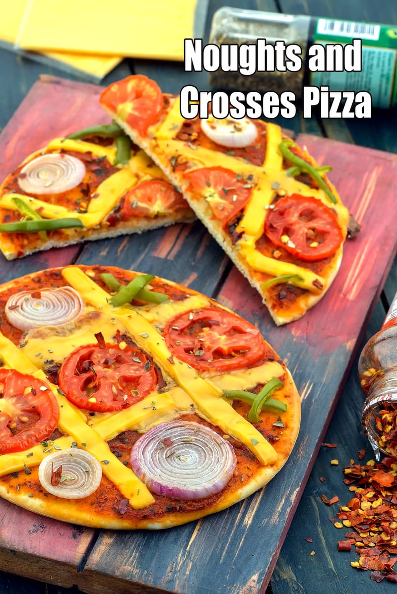 Noughts and Crosses Pizza | Tarla Dalal