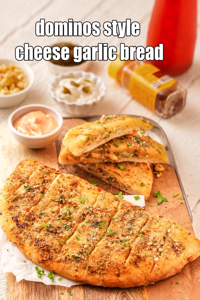 Dominos style cheese garlic bread recipe | cheese stuffed garlic bread | cheesy garlic bread | | Tarla Dalal