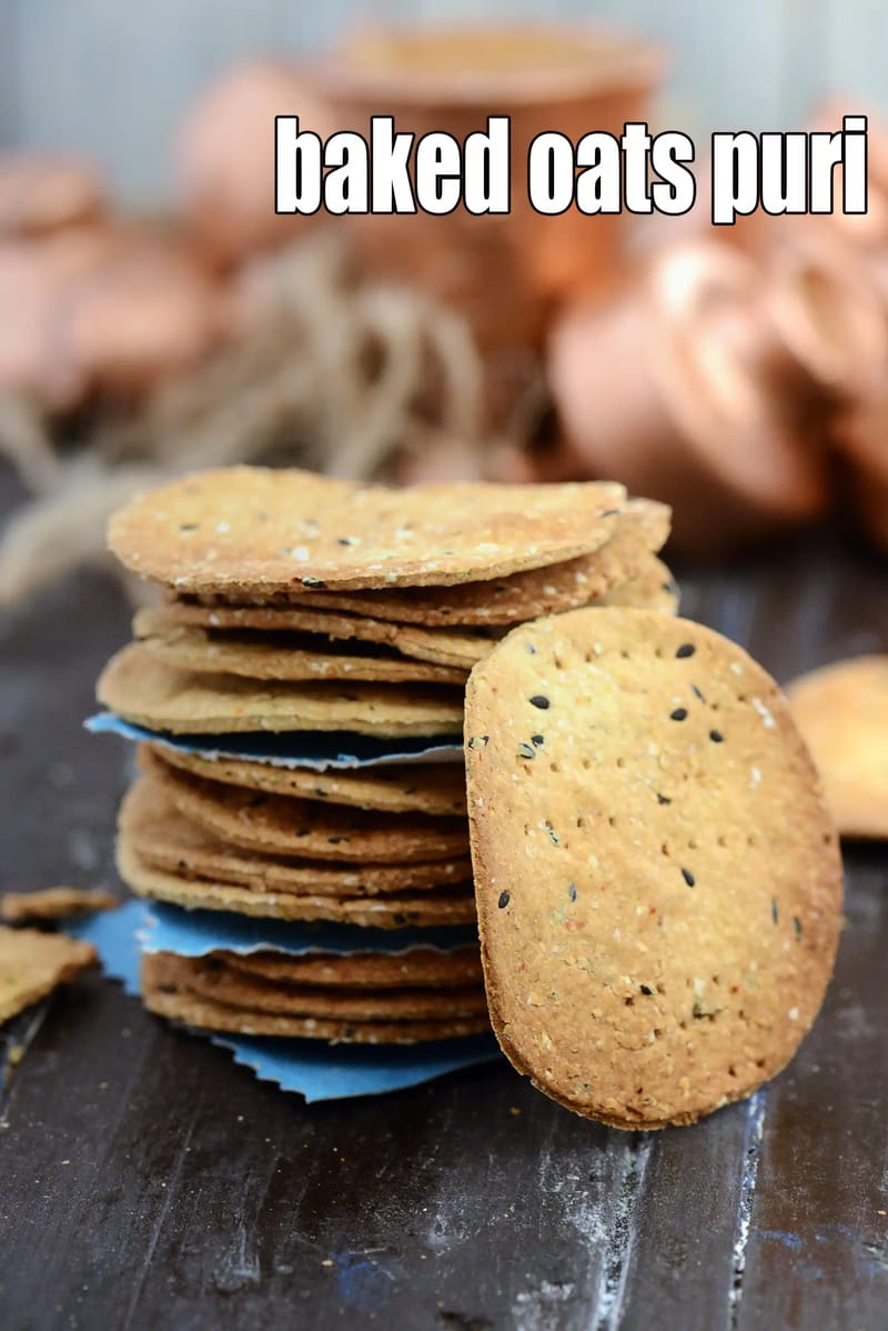 Baked oats puri recipe | whole wheat oats puri | Indian baked oats puri for weight loss | | Tarla Dalal