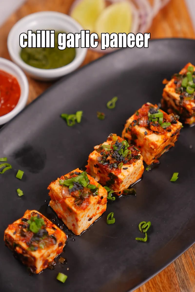 Chilli Garlic Paneer Recipe (Pan Fried Chilli Garlic Paneer) | Tarla Dalal