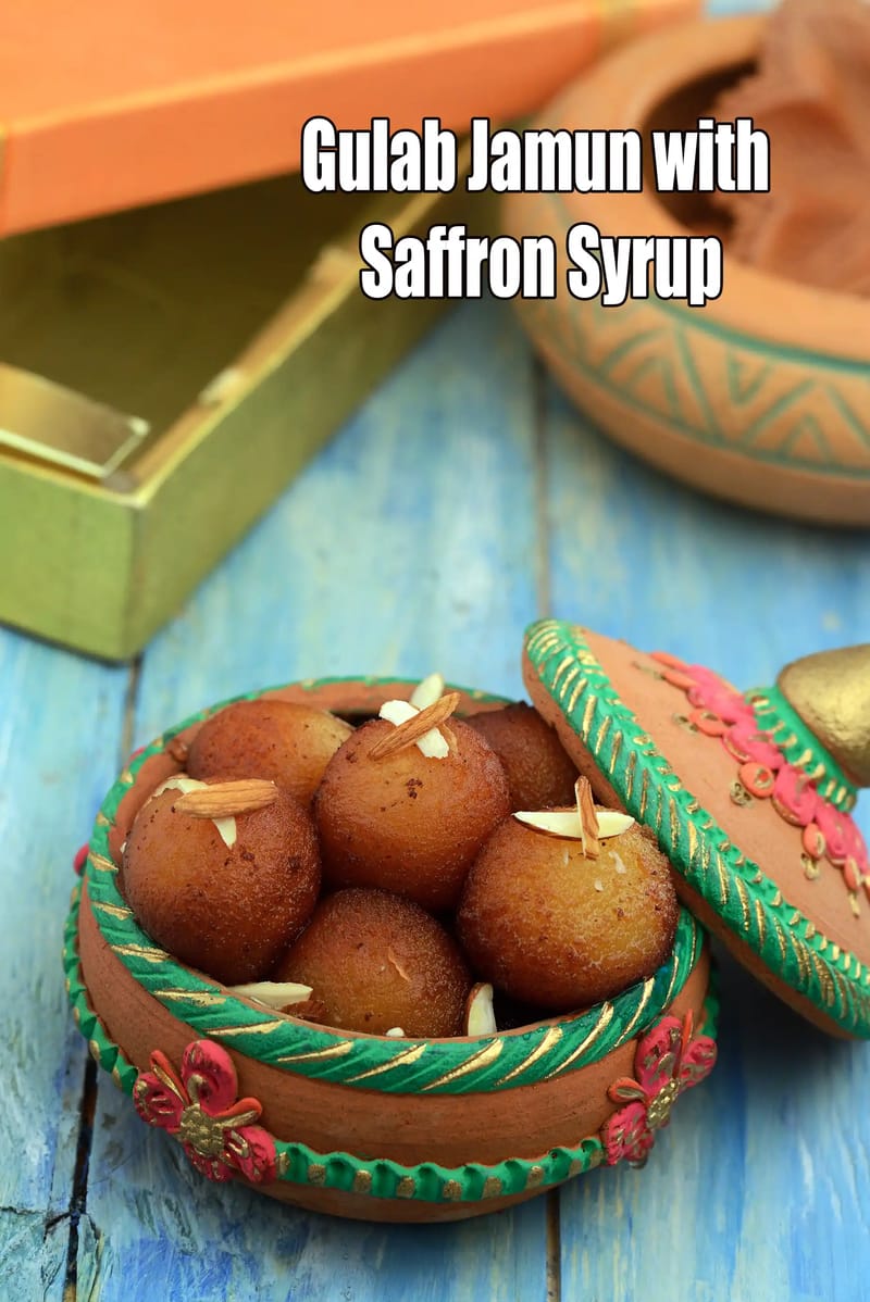 Gulab Jamun with Saffron Syrup | Hariyali Khoya Gulab Jamun |  Paniphal Flour Gulab Jamun | | Tarla Dalal