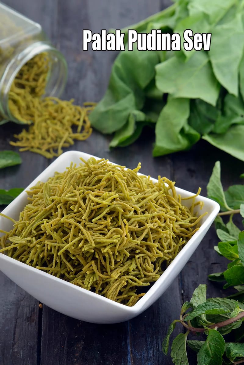 Palak Pudina Sev, Jar Snack | Tarla Dalal