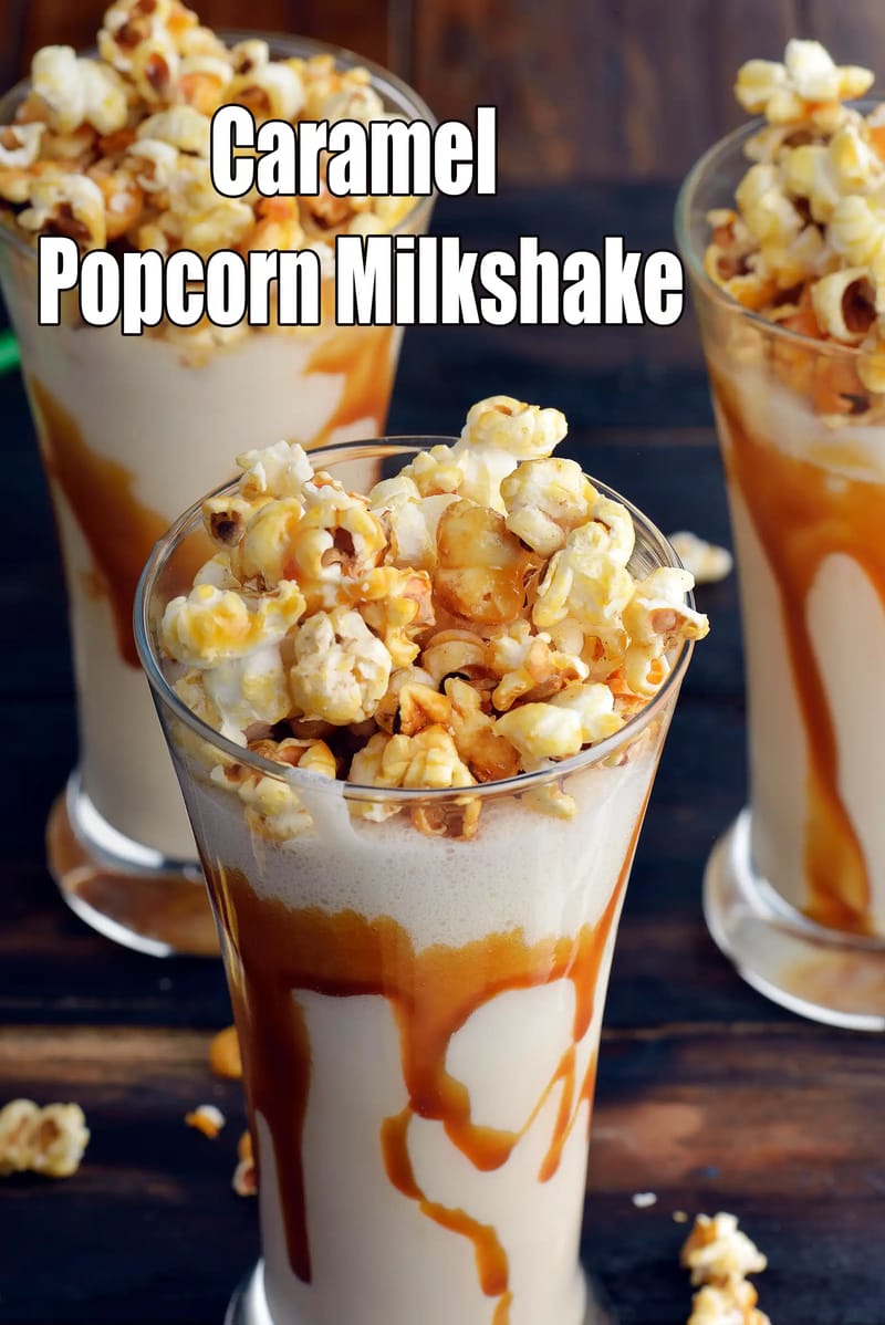 Caramel Popcorn Milkshake |  Caramel Popcorn vanilla milkshake | Indian Butterscotch Popcorn Milkshake | | Tarla Dalal