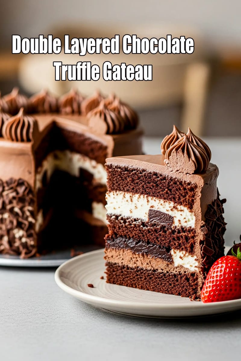 Double Layered Chocolate Truffle Gateau | Eggless Chocolate Truffle Cake | Indian Style Eggless Gateau | | Tarla Dalal