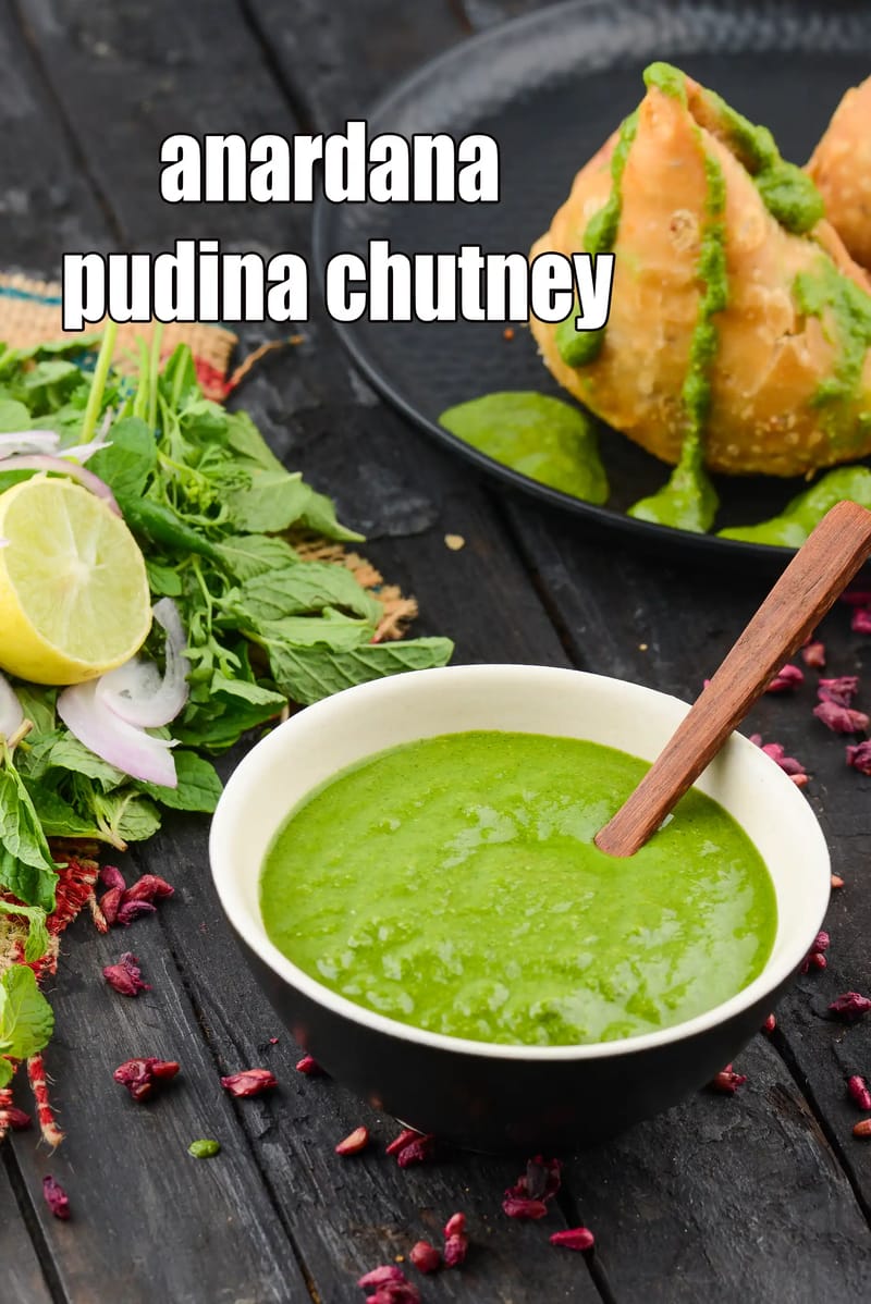 Anardana Pudina Chutney Recipe (Pomegranate Mint Chutney) | Tarla Dalal