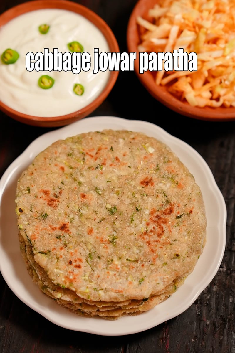 Cabbage jowar paratha recipe | Indian patta gobi jowar paratha | gluten free jowar roti | healthy jowar cabbage paratha | | Tarla Dalal