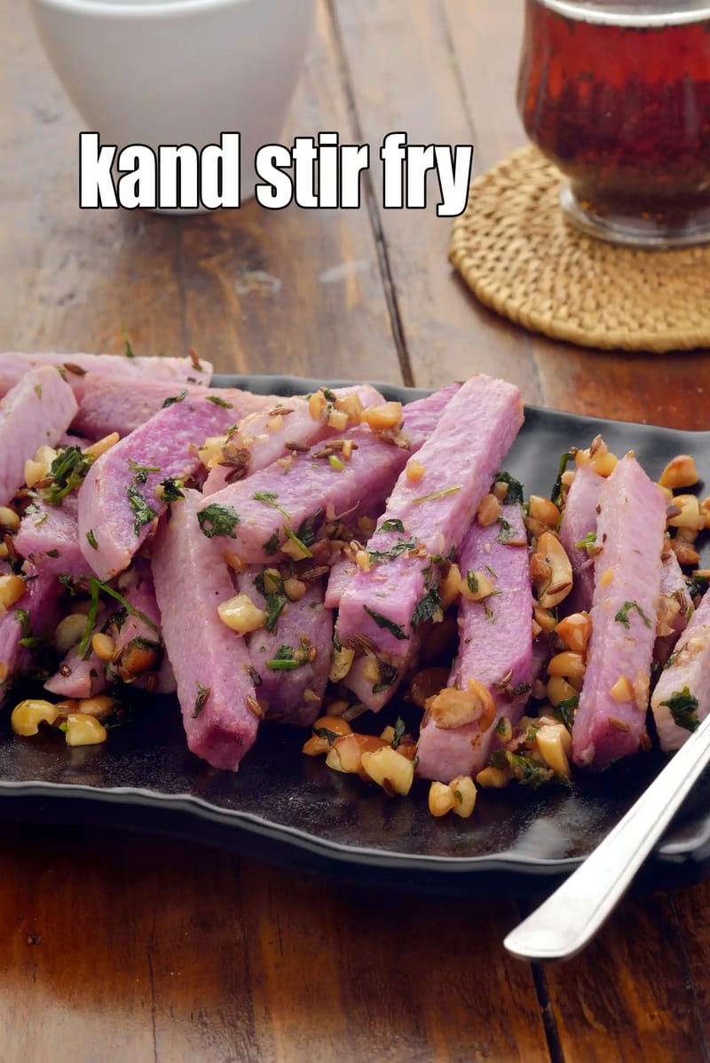Kand stir fry recipe | Indian purple yam stir fry | kand and peanut stir fry | | Tarla Dalal