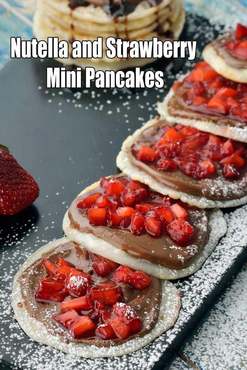 Nutella and Strawberry Mini Pancakes | Tarla Dalal