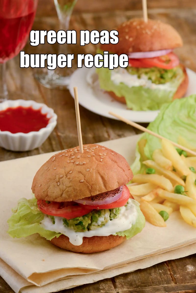 Green peas burger recipe | paneer and green peas burger | easy Indian matar paneer veggie burger | tiffin box recipe | | Tarla Dalal