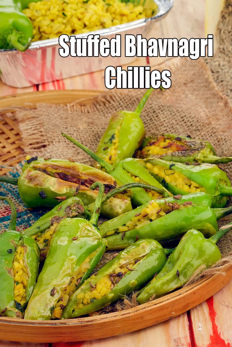 Stuffed Bhavnagri Chillies | Bharela Moong Dal Marcha | Gujarati Stuffed Chillies | | Tarla Dalal