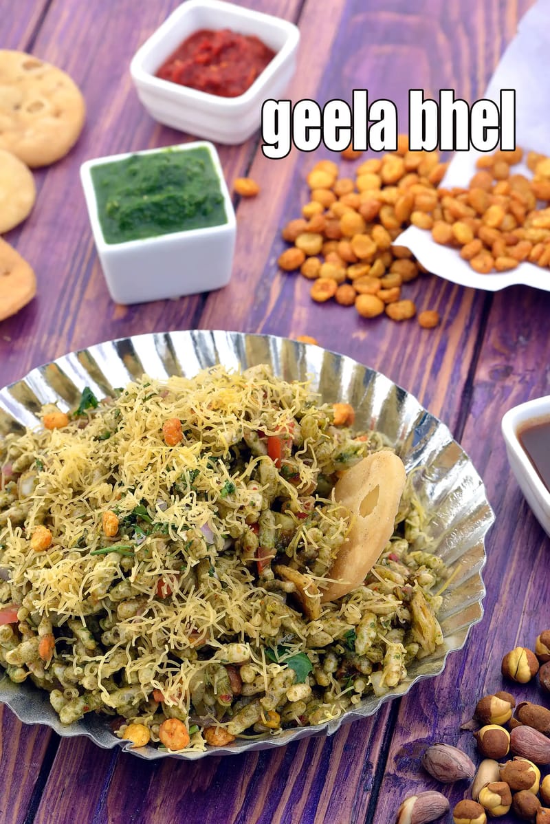 Geela bhel recipe | Mumbais famous bhel | special bombay bhel | how to make bhel puri at home | Tarla Dalal