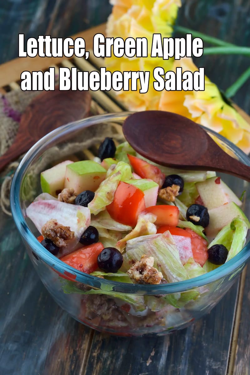 Lettuce, Green Apple and Blueberry Salad |  Indian style salad with caramelised walnut | green apple salad | | Tarla Dalal