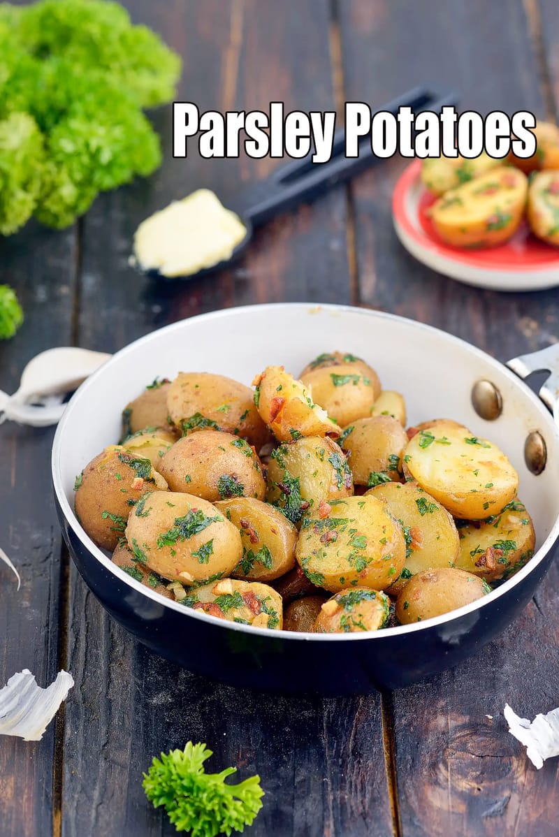 Parsley Potatoes |  Savory Stir-Fried Baby Potatoes |  Buttered Parsley Baby Potatoes | | Tarla Dalal