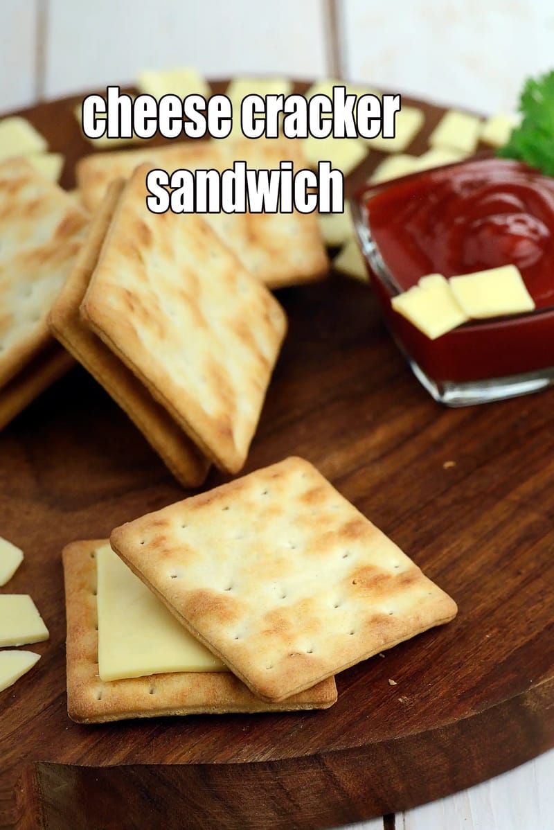 Cheese cracker sandwich recipe | no bake cracker sandwich | quick kids cheese cracker sandwich for tiffins | | Tarla Dalal