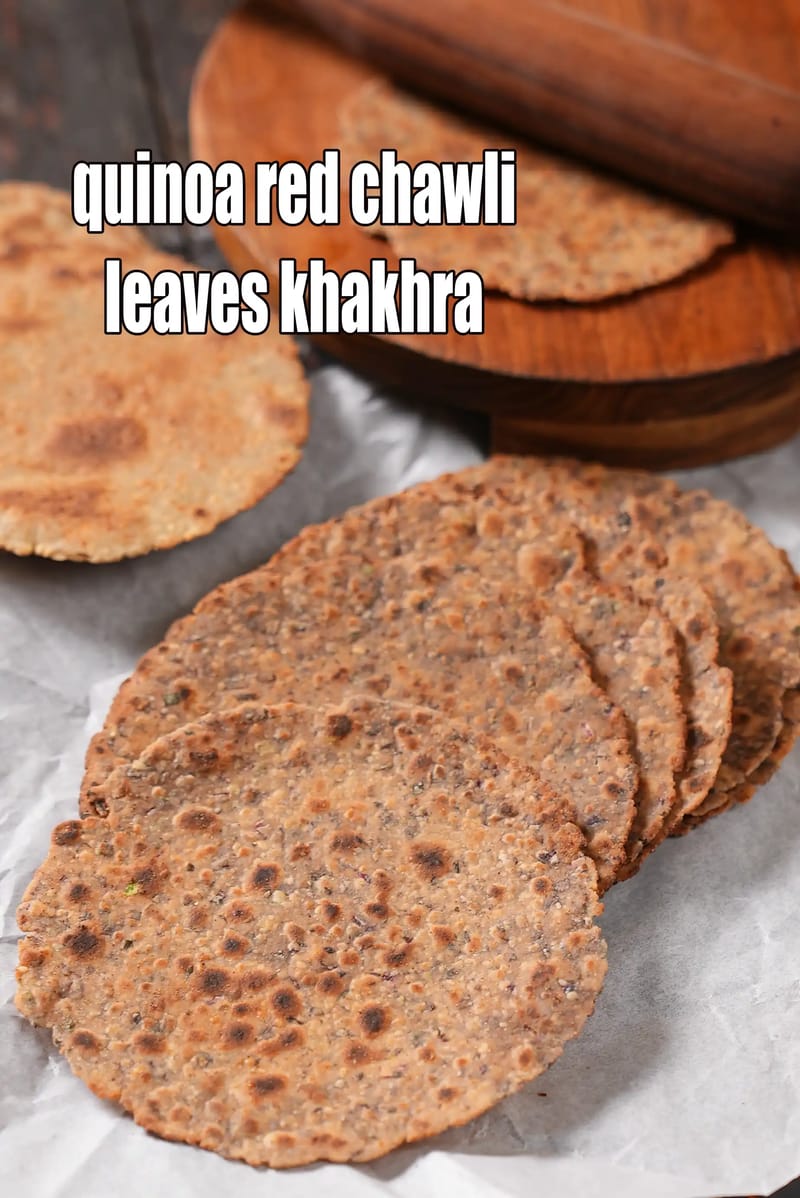 Quinoa red chawli leaves khakhra recipe | quinoa laal math khakhra | healthy red amaranth leaves khakhra | | Tarla Dalal