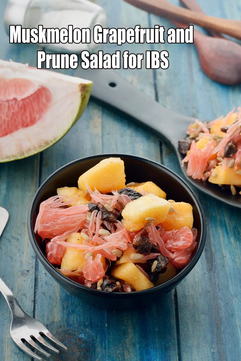 Muskmelon grapefruit prune salad | IBS friendly salad | low fodmap salad | kharbooja grapefruit salad | | Tarla Dalal