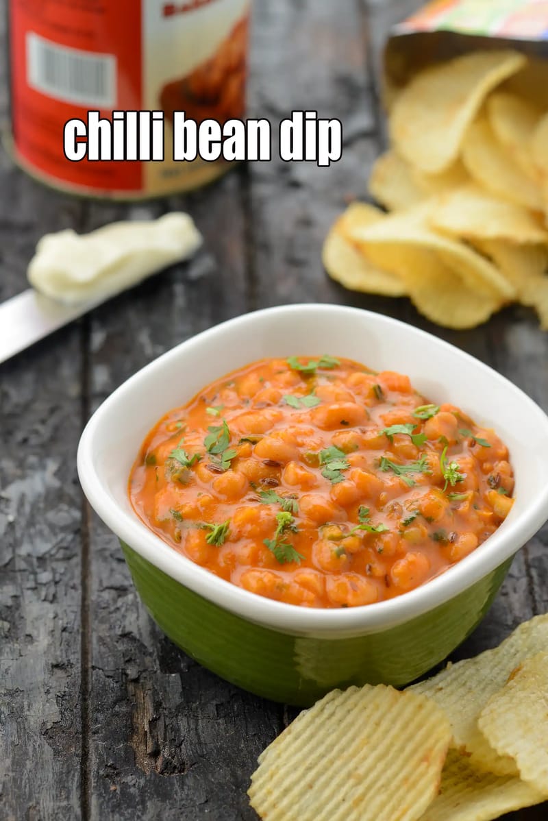 Chilli bean dip recipe | Indian style chili cheese bean dip | quick and easy chilli bean dip | easy party starter | | Tarla Dalal