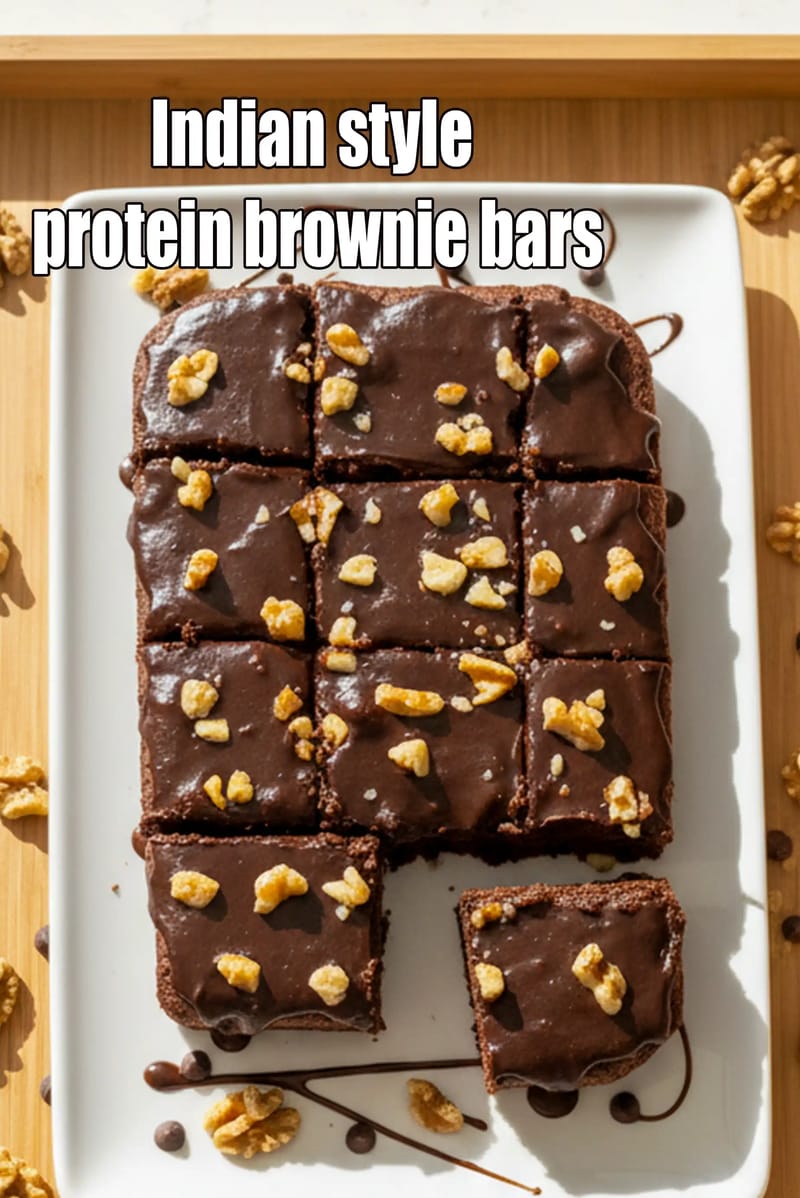 Indian style protein brownie bars recipe | chocolate peanut butter protein fudge bars | protein bars with protein powder added | | Tarla Dalal