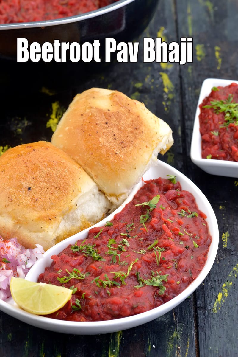 Beetroot Pav Bhaji | Beetroot Mumbai Bhaji | Beetroot Street-Style Bhaji | | Tarla Dalal