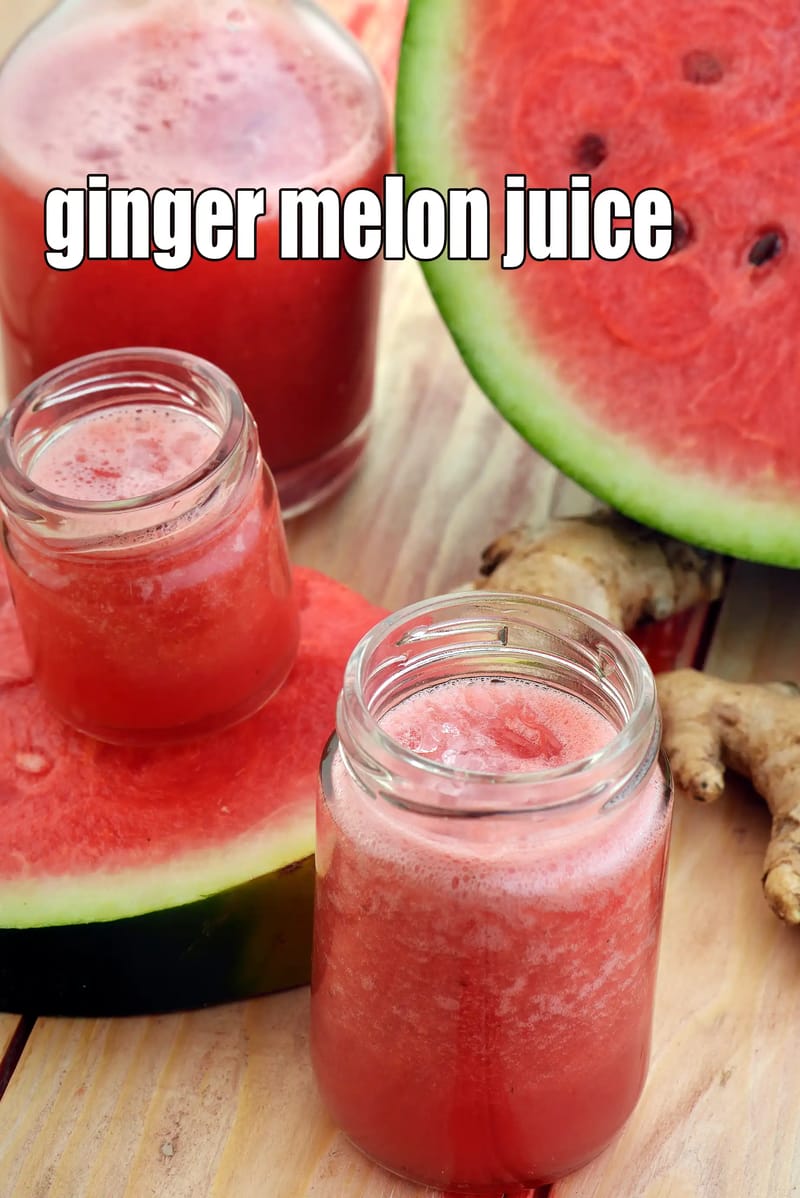 Ginger melon juice recipe | watermelon lemon ginger juice | healthy iron rich ginger melon juice | | Tarla Dalal