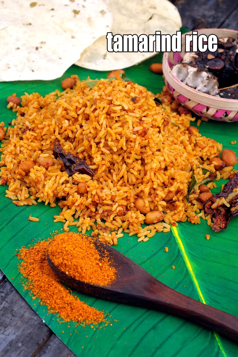 Tamarind rice | South Indian style tamarind rice | pulihora rice | puliyogare rice | chitrannam rice | | Tarla Dalal