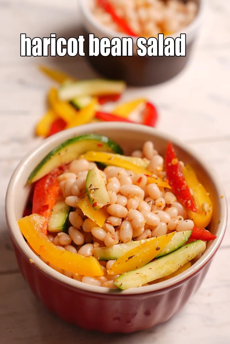 Haricot bean salad recipe | white bean salad with vegetables | healthy Indian navy bean salad | | Tarla Dalal