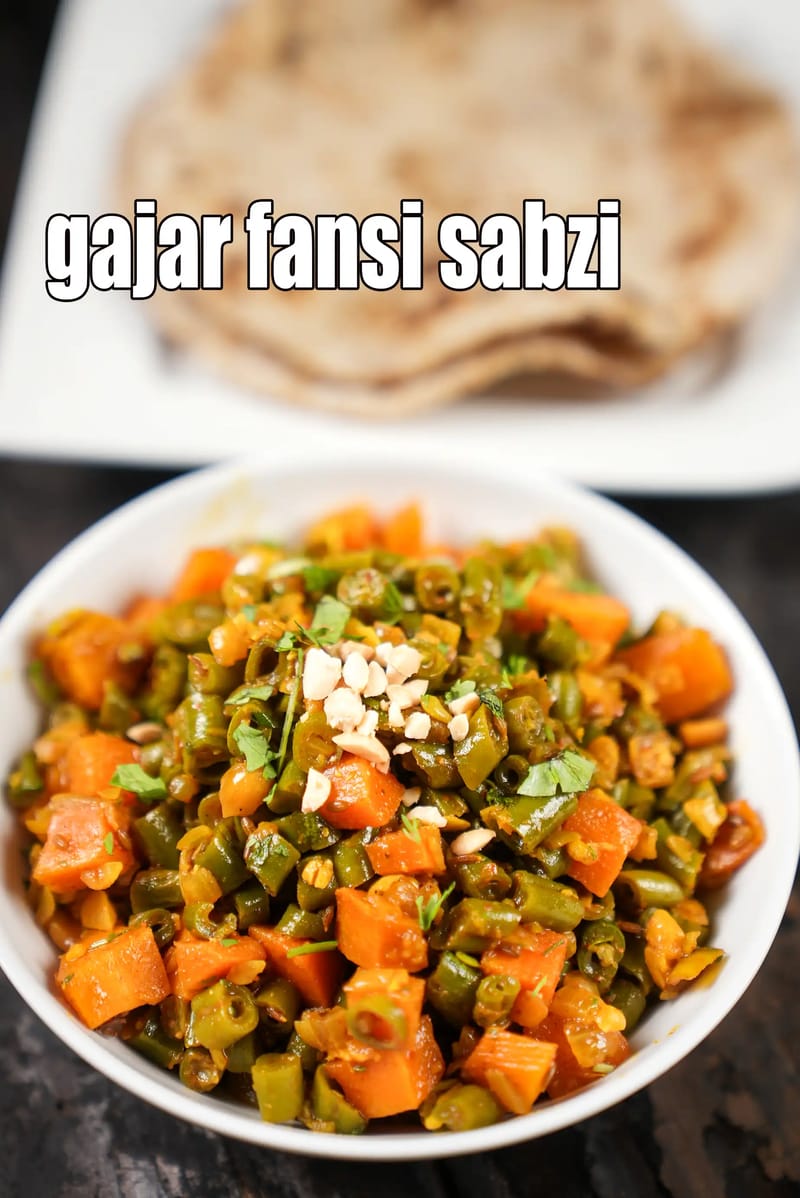 Gajar fansi sabzi recipe | French beans and carrot sabji | healthy mixed vegetable sabzi | zero oil Indian healthy dry sabzi | | Tarla Dalal