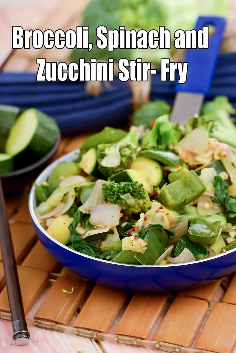 Broccoli Spinach Zucchini Stir Fry | Mixed Veg Green Stir Fry | Healthy Green Veggie Stir Fry | | Tarla Dalal
