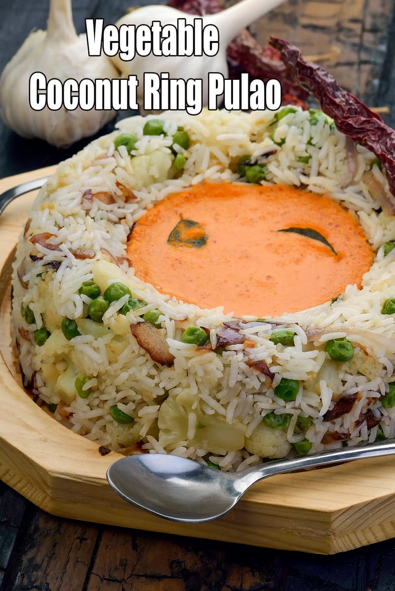 Vegetable Coconut Ring Pulao, Coconut Curry |  South Indian Style Coconut Pulao | Spicy Coconut Milk Pulao | | Tarla Dalal