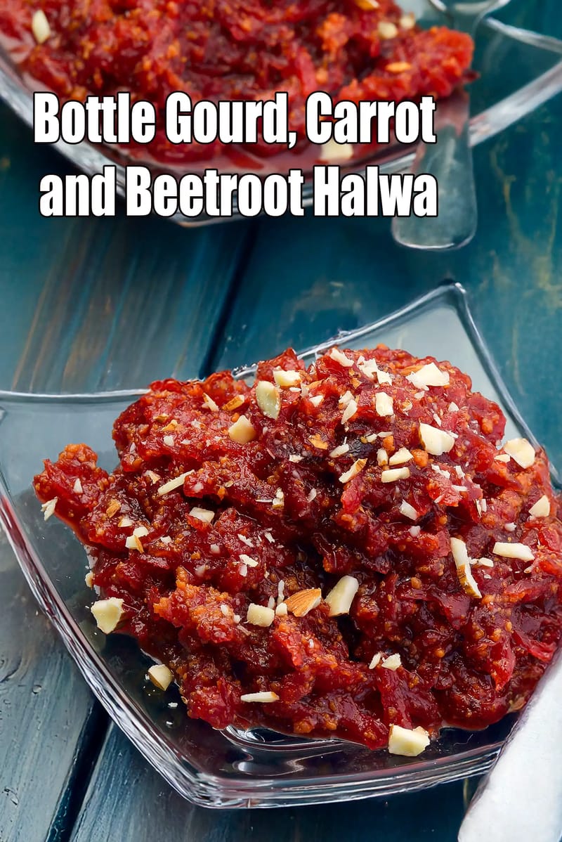 Bottle Gourd, Carrot and Beetroot Halwa, Microwave Recipe | Tarla Dalal