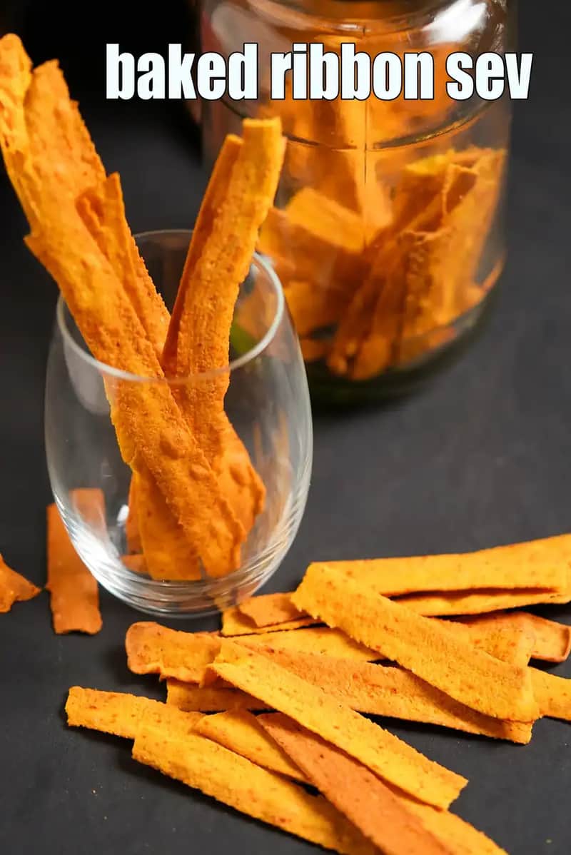 Baked Ribbon Sev Recipe (Healthy Gram Flour Sticks)